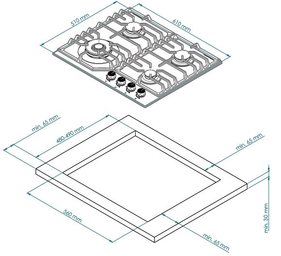 Схема встраивания Kuppersberg FS 610 W Silver